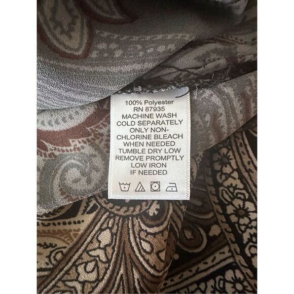 Susan Graver‎ Women’s Brown Printed Collared Long Sleeve Blouse Size 18 - Picture 7 of 7